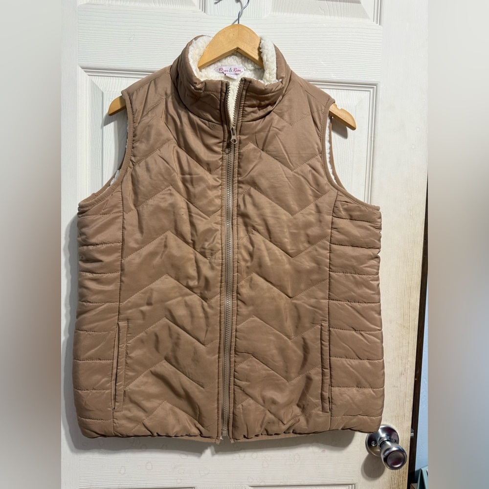 River & Rose Women Tan Puffer Vest Size L